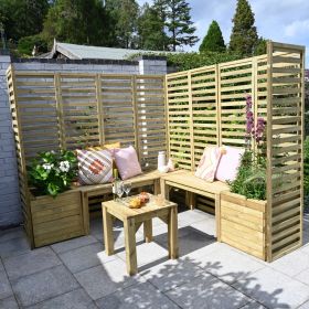 Forest Direct - Forest Modular Corner Bench and Trellis Garden Seating Set - Garden Furniture